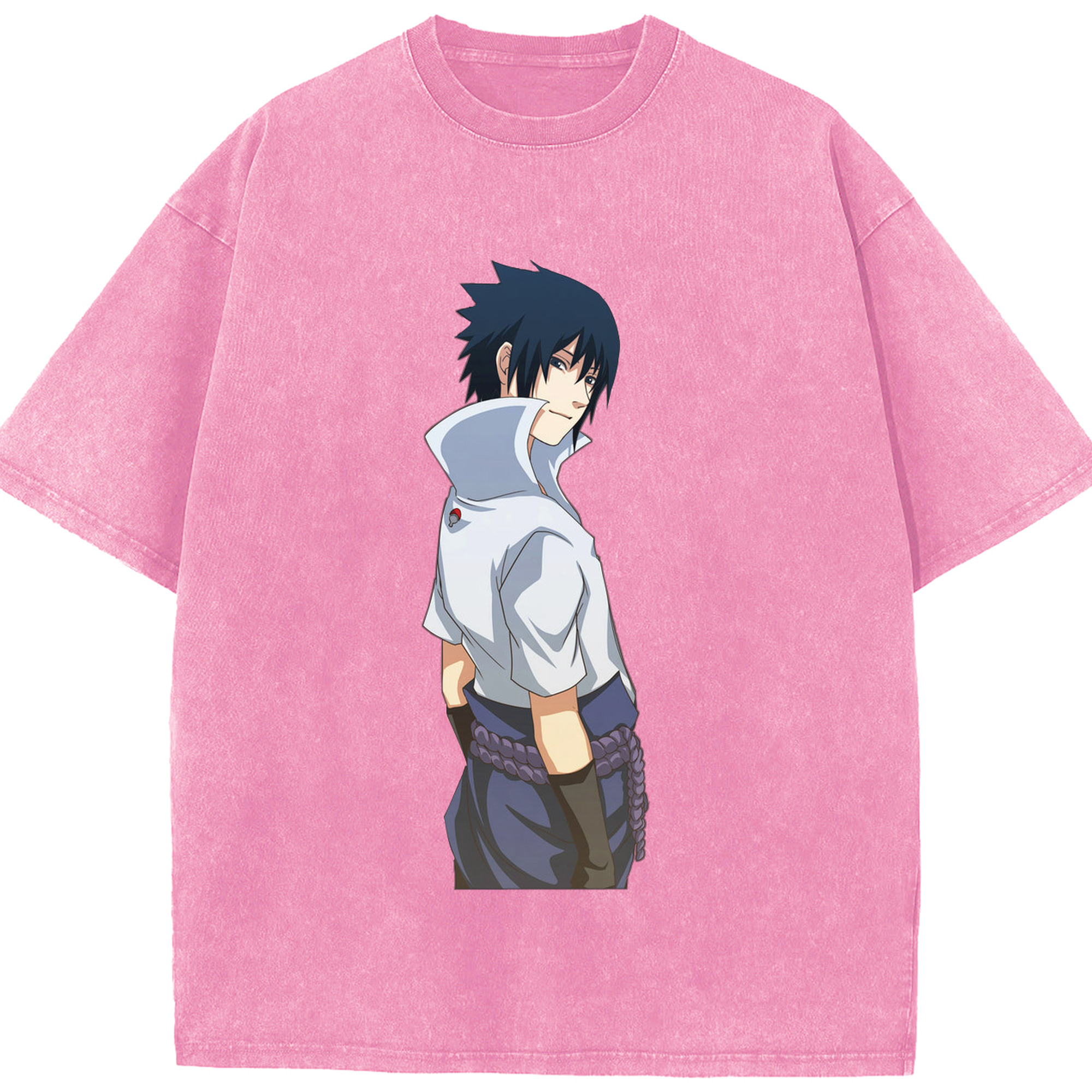 （画像用） NARUTO -ナルト- うちは サスケ Uchiha Sasuke 綿100% ヴィンテージ風 半袖Tシャツ（フロントプリント）
